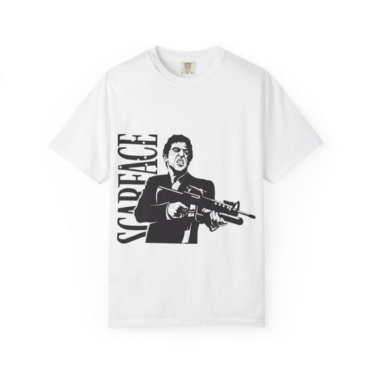 Scarface Unisex Garment-Dyed T-shirt, Iconic Movie Tee, Vintage Style Shirt, Gift for Film Lovers, Casual Outfit, Movie Night Essential