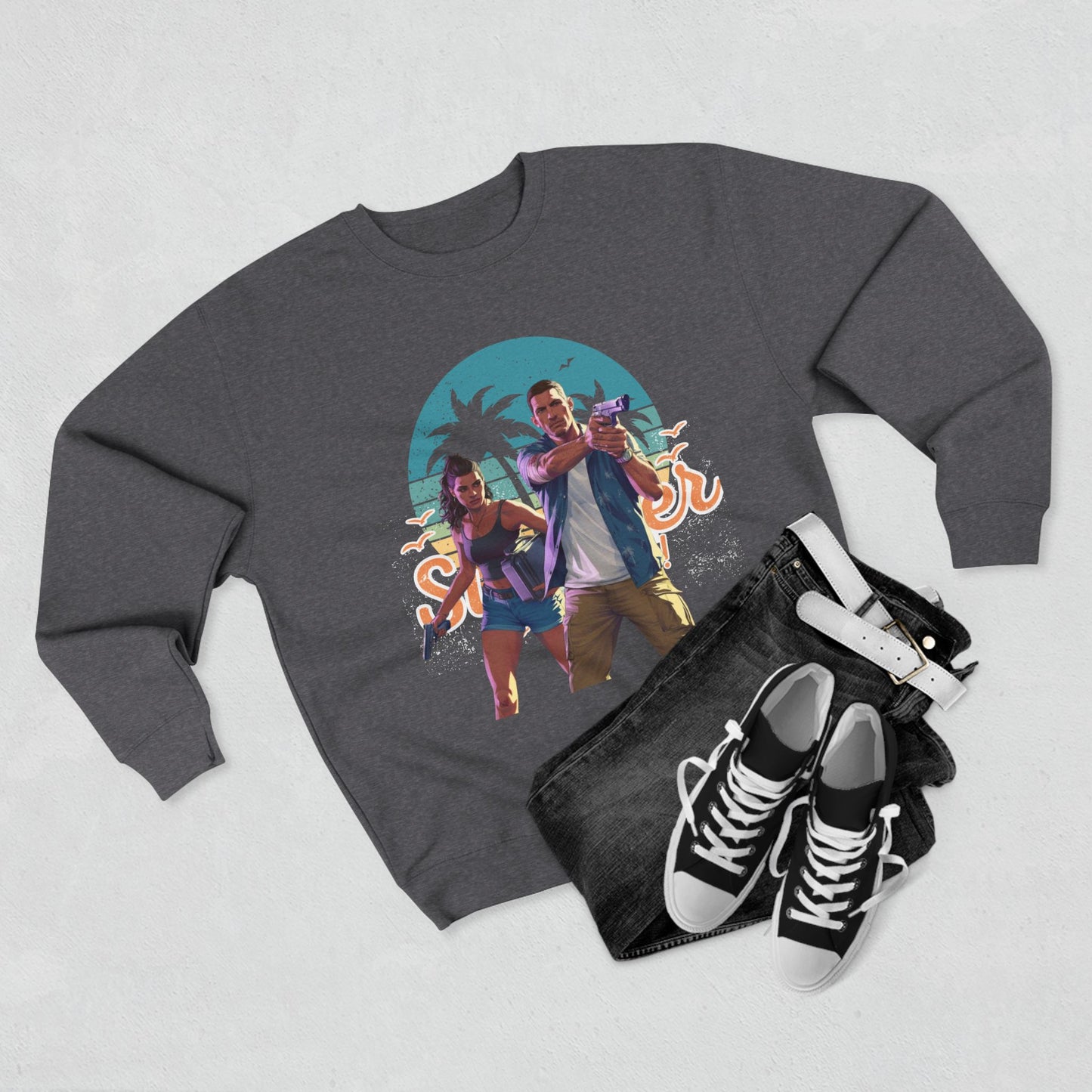 Tropical Vibes Sweatshirt - Summer Adventure Crewneck, Beachwear, Gift for Him/Her, Vacation Essentials, Casual Style, Graphic Apparel