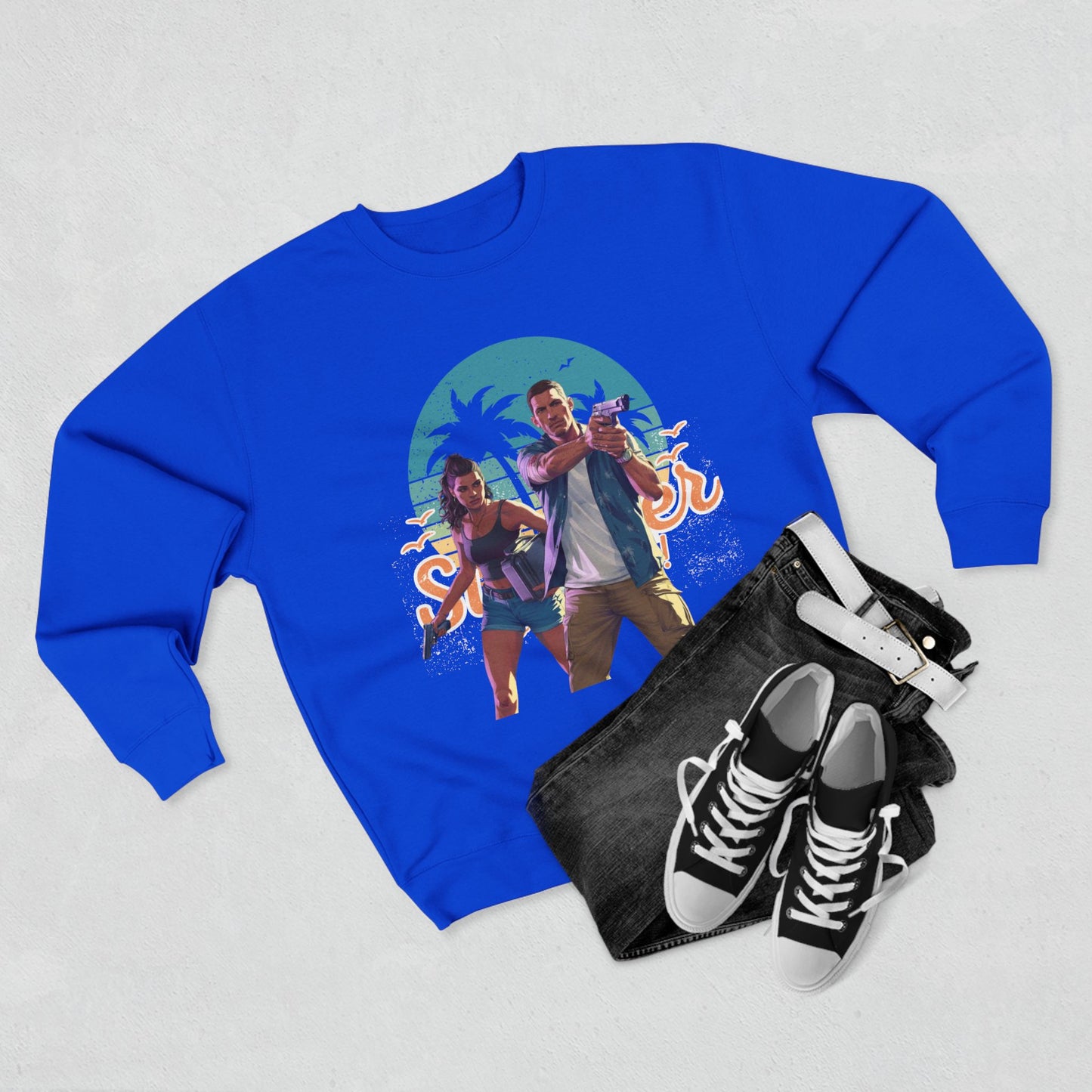 Tropical Vibes Sweatshirt - Summer Adventure Crewneck, Beachwear, Gift for Him/Her, Vacation Essentials, Casual Style, Graphic Apparel