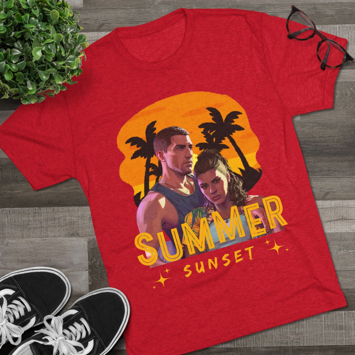Summer Sunset Unisex Tee - Vintage Beach Vibe, Perfect for Vacation, Warm Weather, Casual Wear, Fun in the Sun, A Gift for Beach Lovers