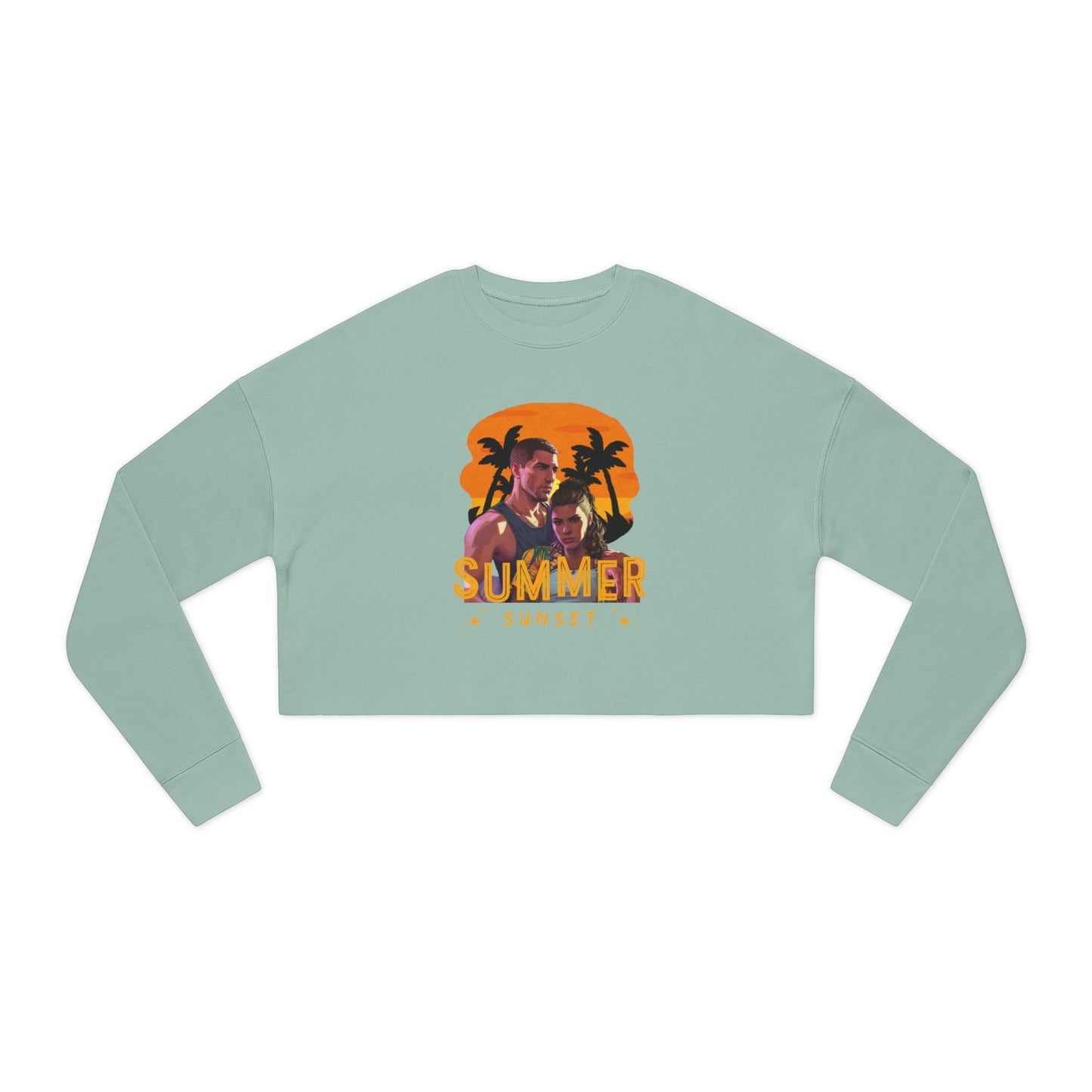 Summertime Vibes Cropped Sweatshirt, Women's Summer Fashion, Sunset Beach Apparel, Casual Outfit, Vacation Must-Have