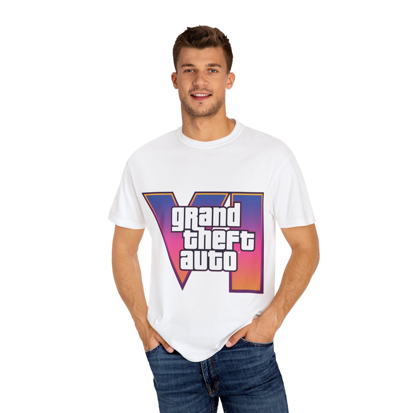 Grand Theft Auto VI Unisex Garment-Dyed T-Shirt, Gaming Tee, Retro Apparel, Casual Wear, Gift for Gamers, Streetwear
