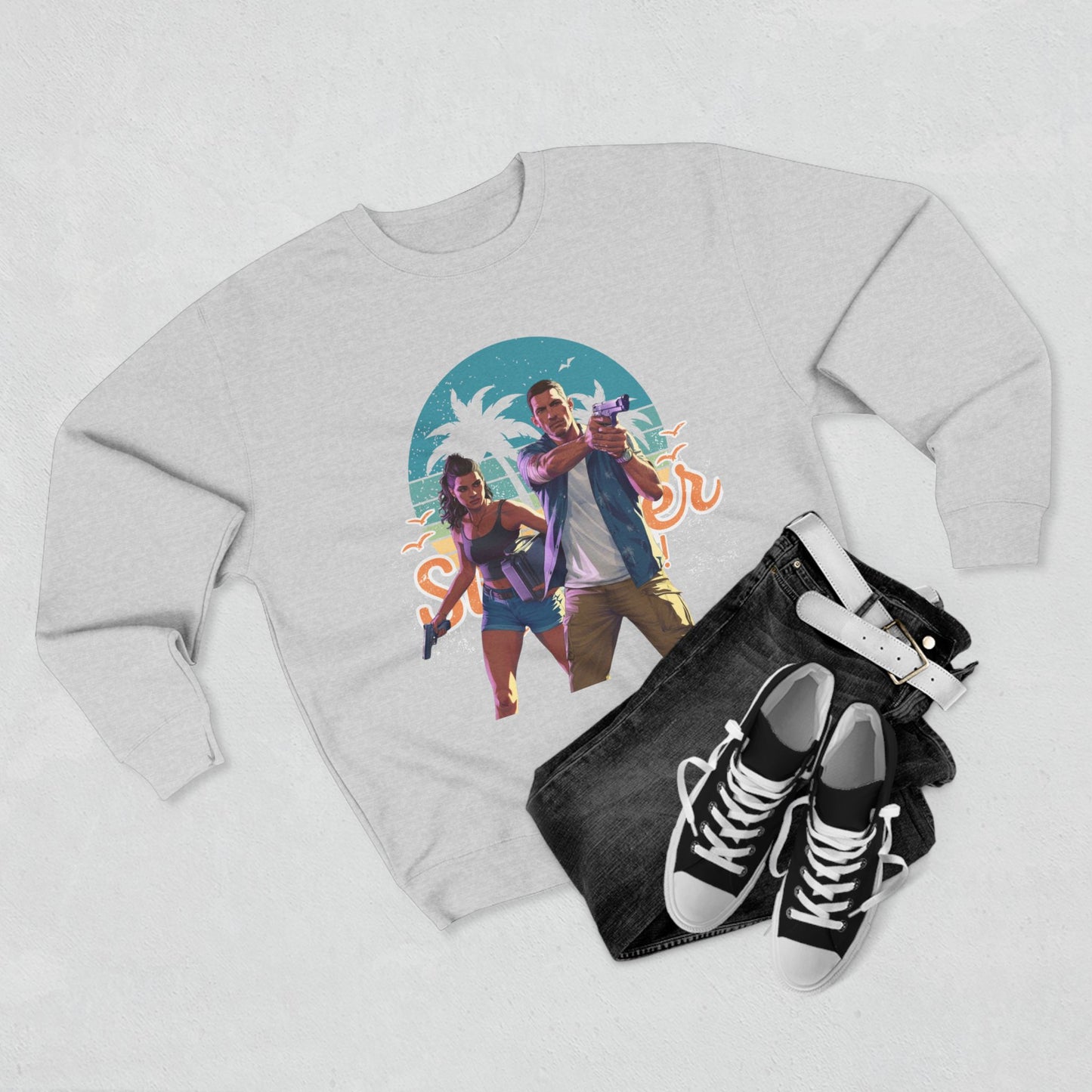 Tropical Vibes Sweatshirt - Summer Adventure Crewneck, Beachwear, Gift for Him/Her, Vacation Essentials, Casual Style, Graphic Apparel