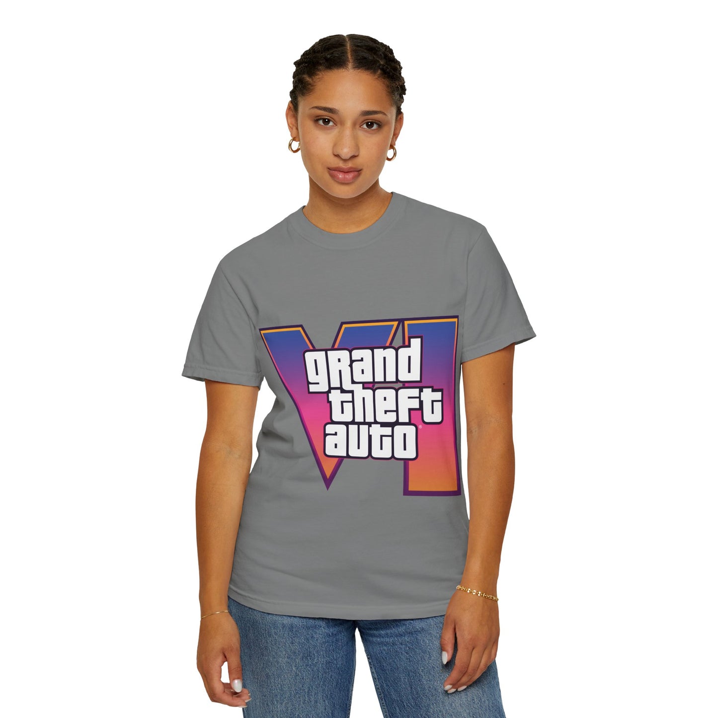 Grand Theft Auto VI Unisex Garment-Dyed T-Shirt, Gaming Tee, Retro Apparel, Casual Wear, Gift for Gamers, Streetwear