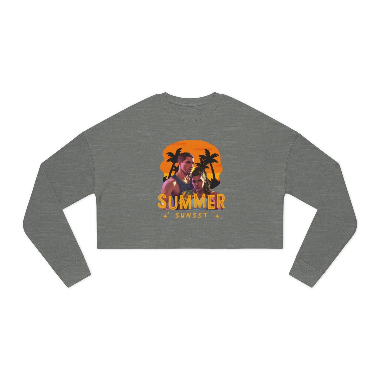 Summertime Vibes Cropped Sweatshirt, Women's Summer Fashion, Sunset Beach Apparel, Casual Outfit, Vacation Must-Have