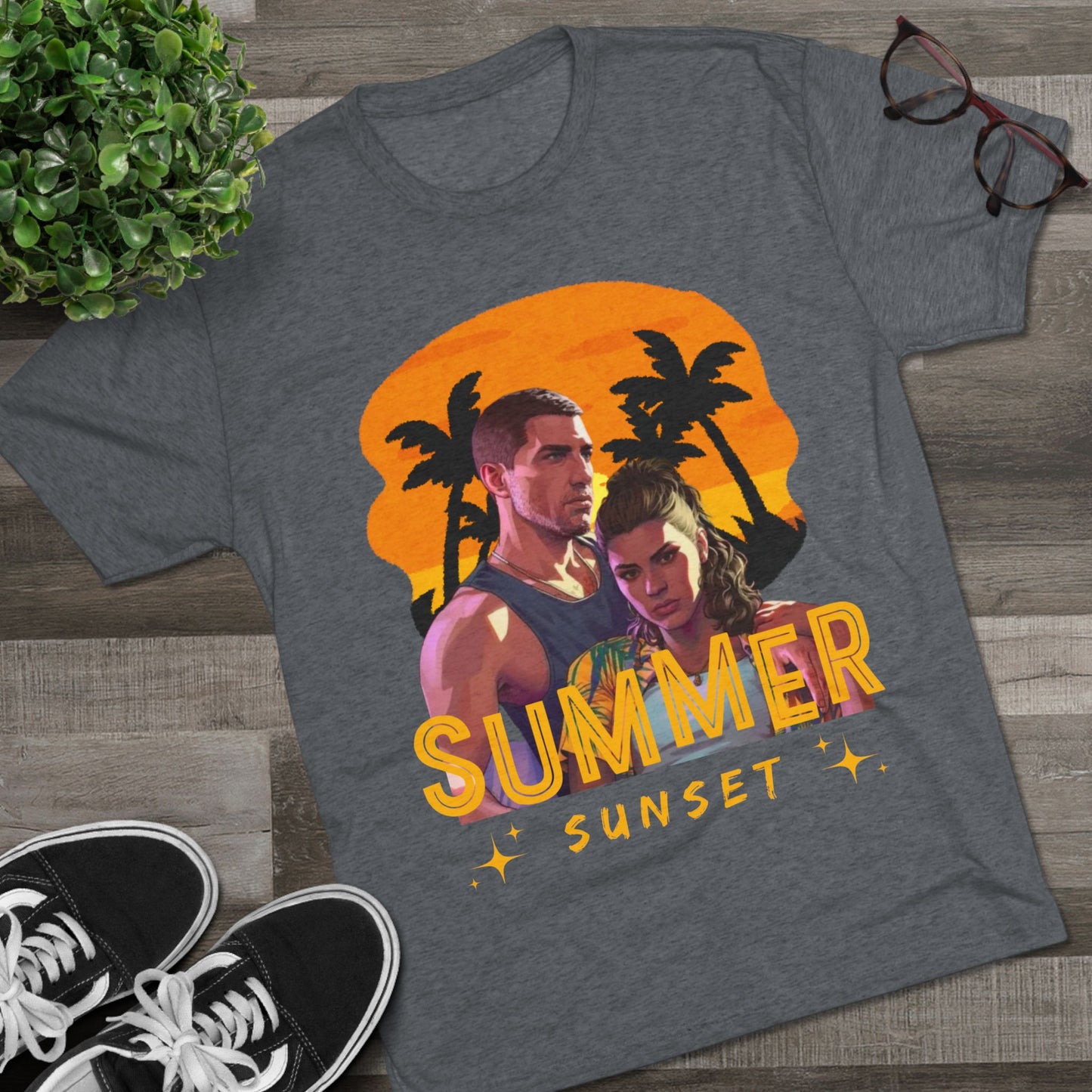 Summer Sunset Unisex Tee - Vintage Beach Vibe, Perfect for Vacation, Warm Weather, Casual Wear, Fun in the Sun, A Gift for Beach Lovers
