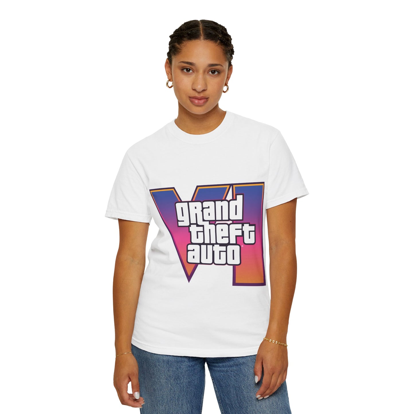 Grand Theft Auto VI Unisex Garment-Dyed T-Shirt, Gaming Tee, Retro Apparel, Casual Wear, Gift for Gamers, Streetwear