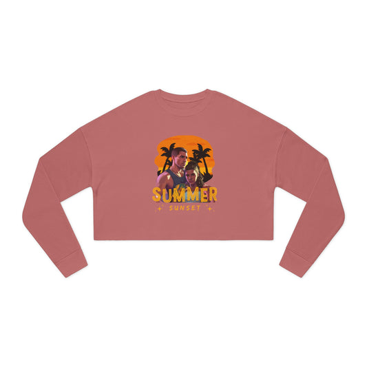 Summertime Vibes Cropped Sweatshirt, Women's Summer Fashion, Sunset Beach Apparel, Casual Outfit, Vacation Must-Have