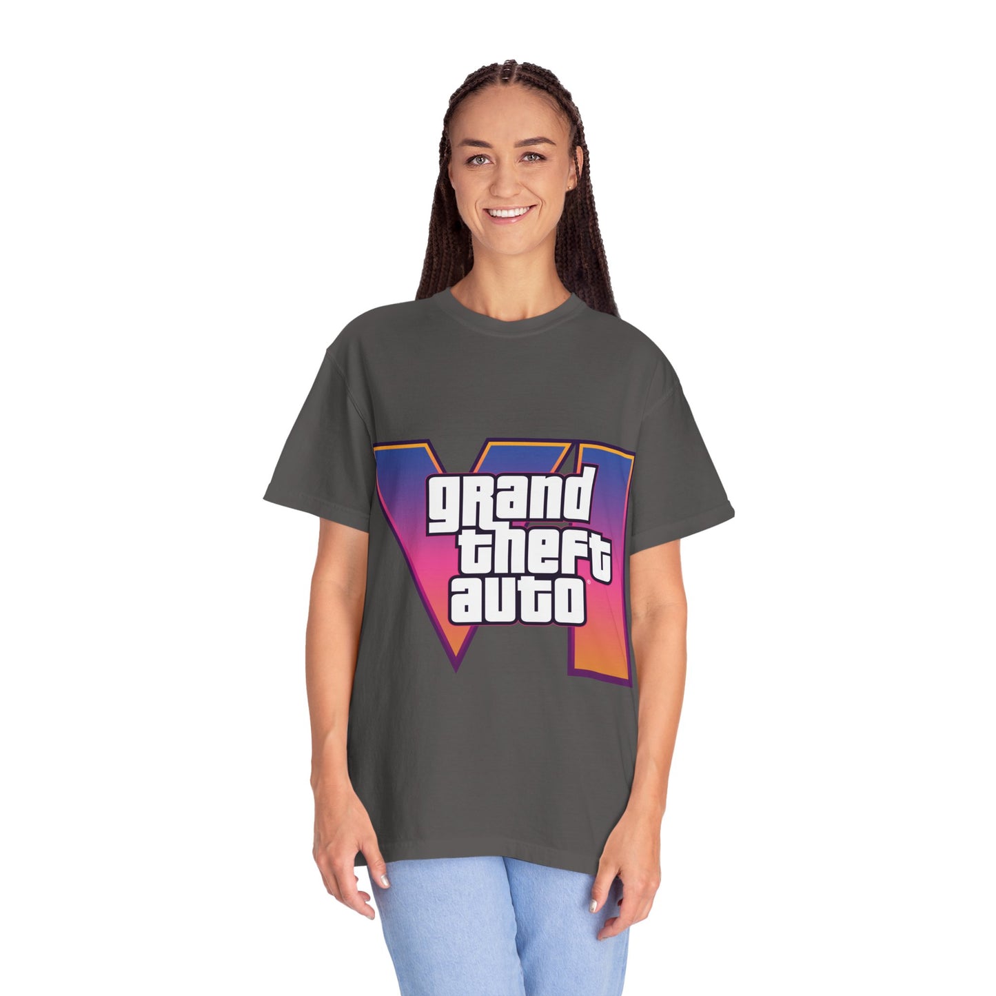 Grand Theft Auto VI Unisex Garment-Dyed T-Shirt, Gaming Tee, Retro Apparel, Casual Wear, Gift for Gamers, Streetwear