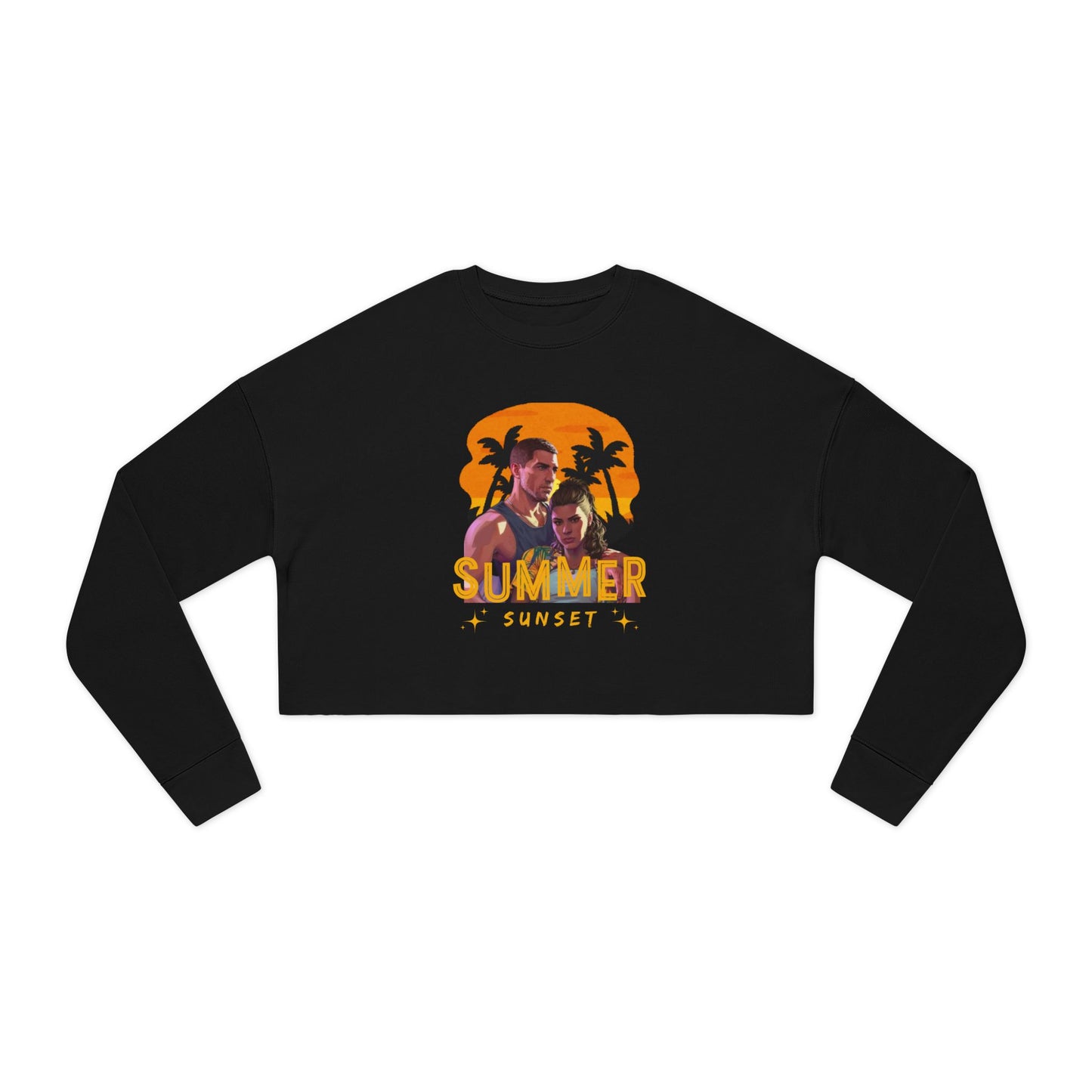 Summertime Vibes Cropped Sweatshirt, Women's Summer Fashion, Sunset Beach Apparel, Casual Outfit, Vacation Must-Have