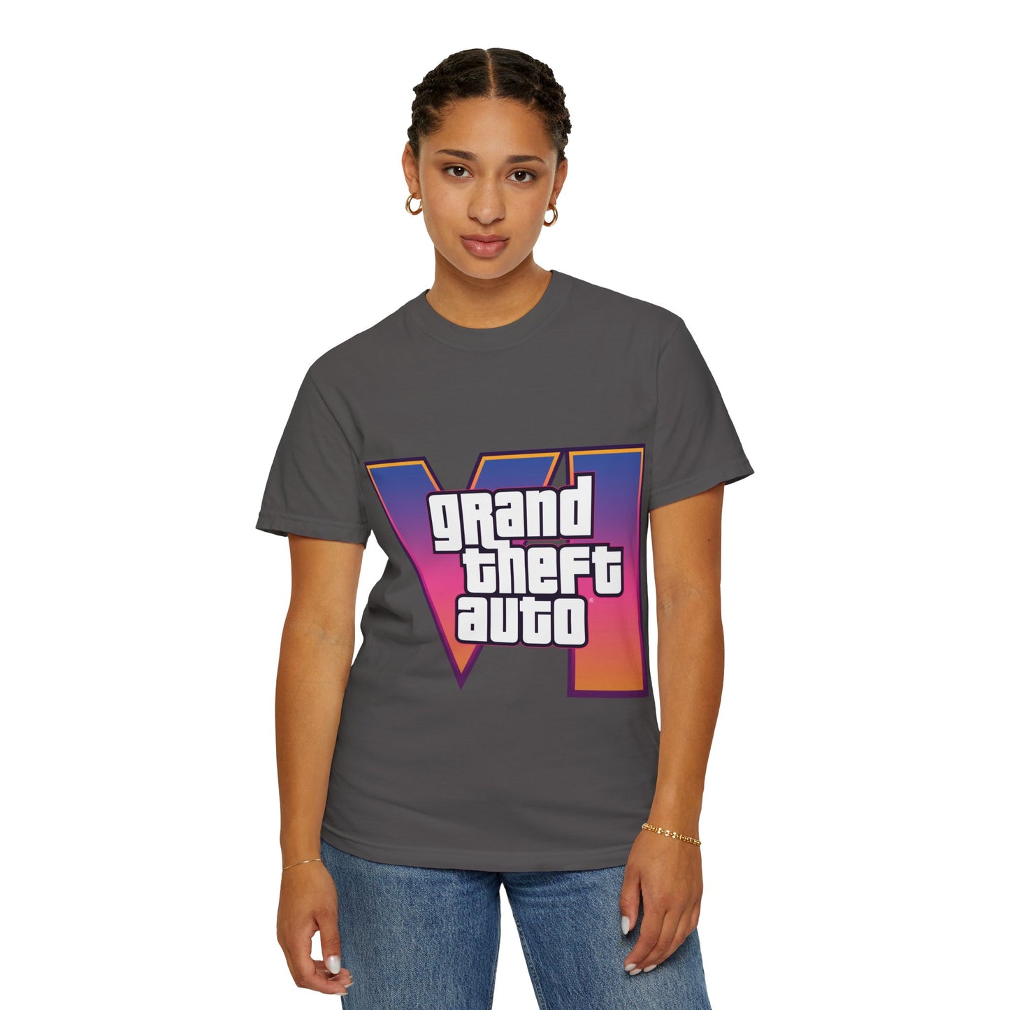 Grand Theft Auto VI Unisex Garment-Dyed T-Shirt, Gaming Tee, Retro Apparel, Casual Wear, Gift for Gamers, Streetwear
